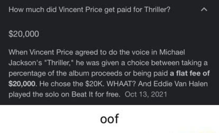 How much did Vincent Price get paid for thriller? – Celebrity