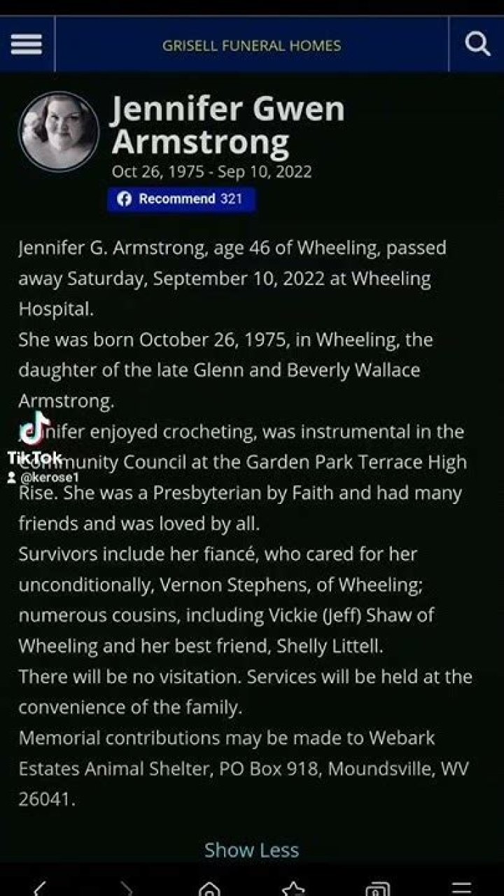 Jennifer Gwen Ann Armstrong Obituary, What was Jennifer Gwen Ann Armstrong Cause of Death?