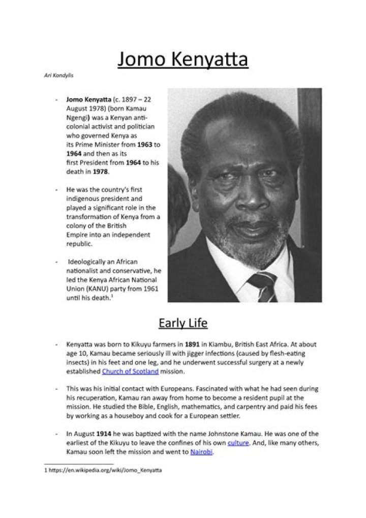 Jomo Kenyatta Biography: Age, Family, Quotes, Real Name, Death, Parents, University And Wives