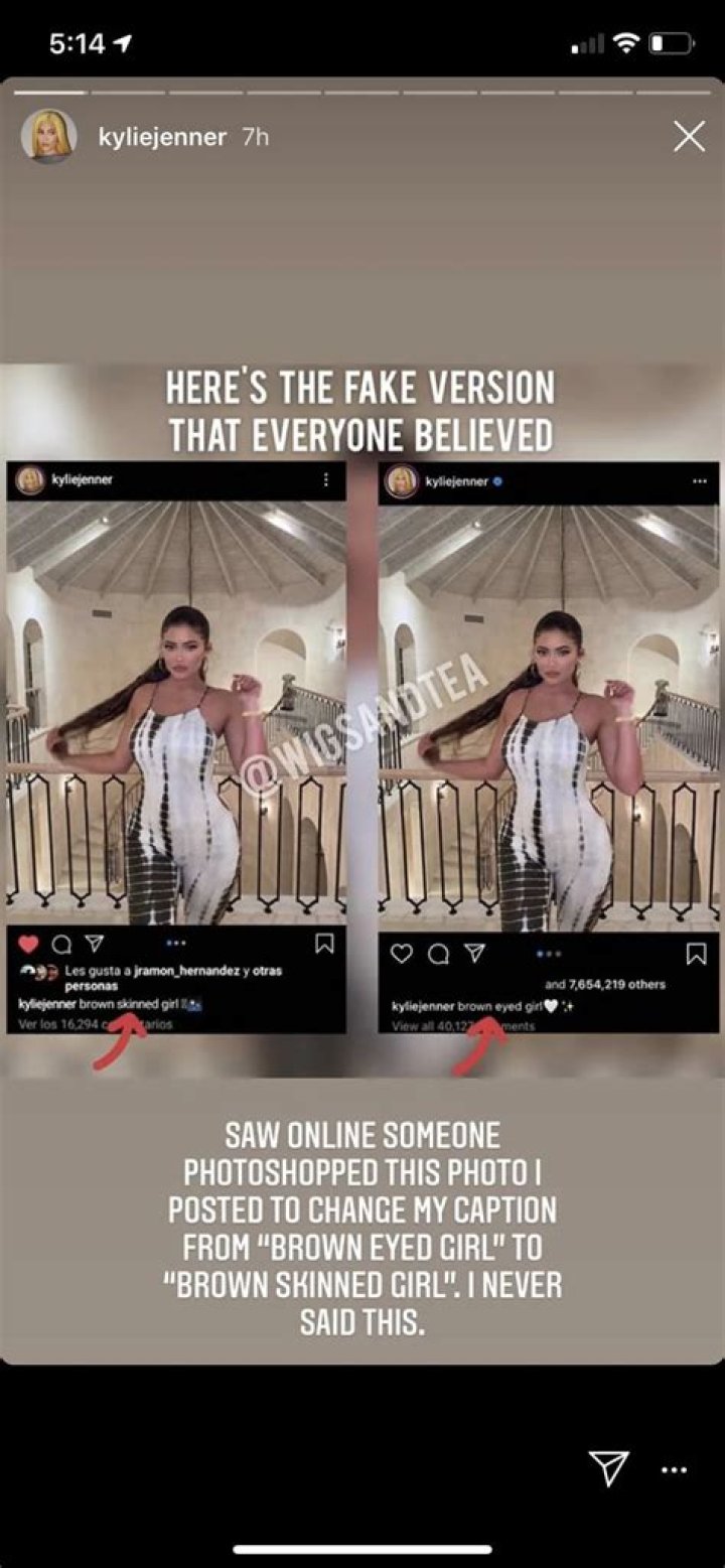 KUWTK: Kylie Jenner Calls Out Fake Screenshot Of Initial ‘Brown Skinned Girl’ Caption She Wrote Before Changing It