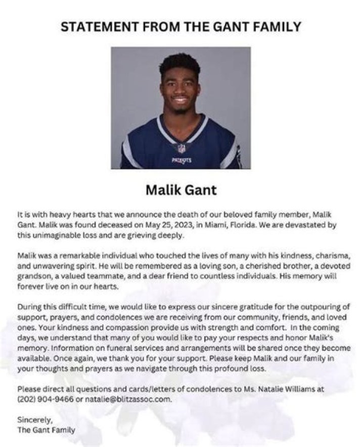 Malik Gant cause of death, age, wife, children, parents, funeral