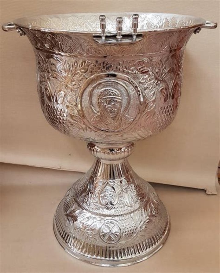 Orthodox Baptismal Font - Hammered Nickel Plated