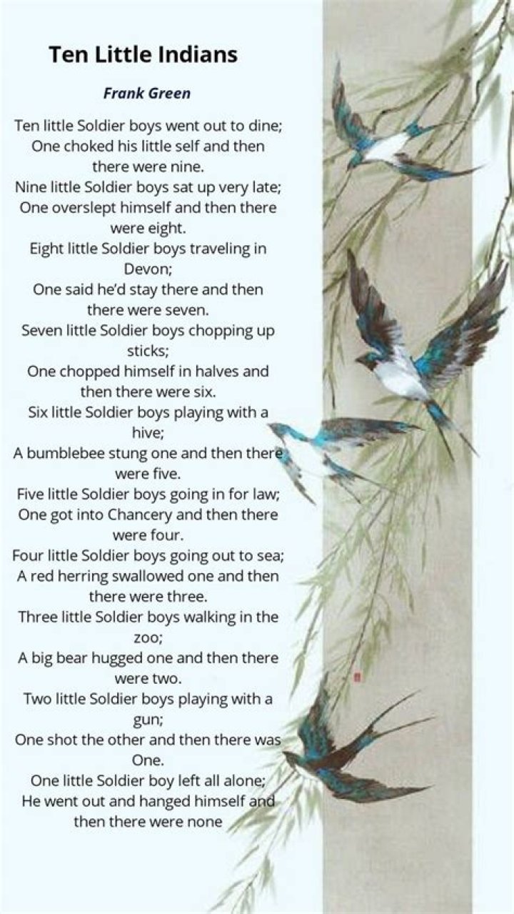 What is the poem 10 little soldiers